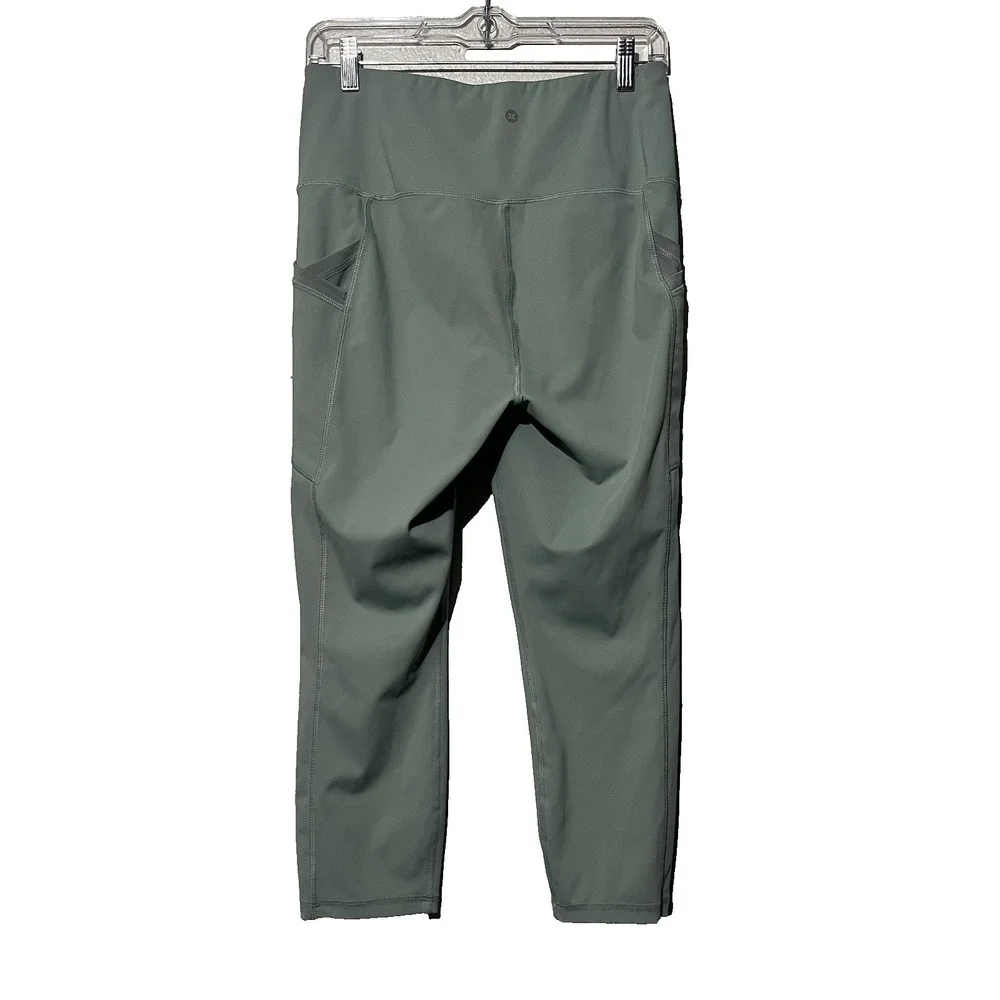 RBX Capri Leggings‎ Womens Sage Green High Waisted Side Pockets Size L